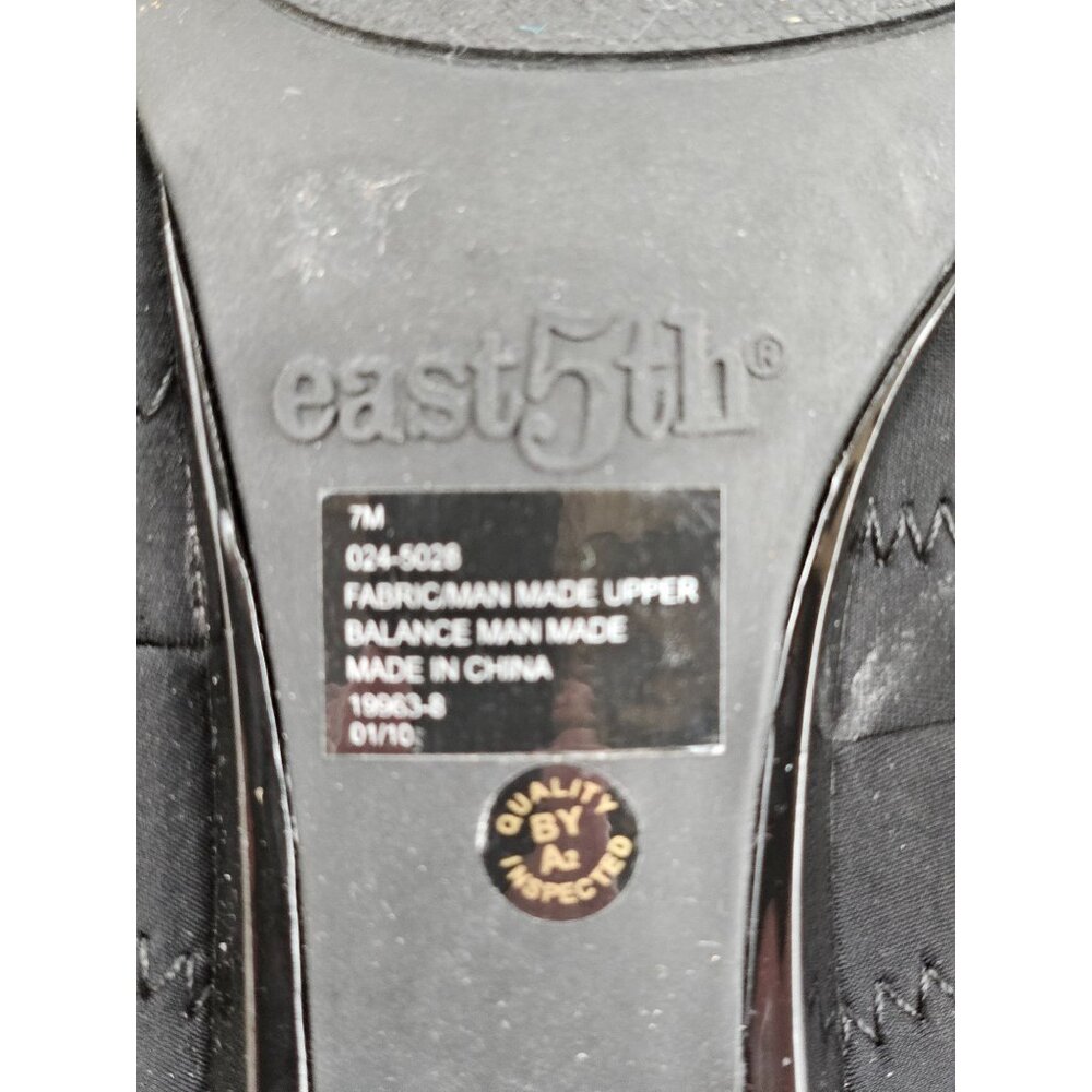 East 5th Black Heeled Sandals Decorative Fabric Straps Open Toe Slip On 199680 8 - Picture 8 of 8